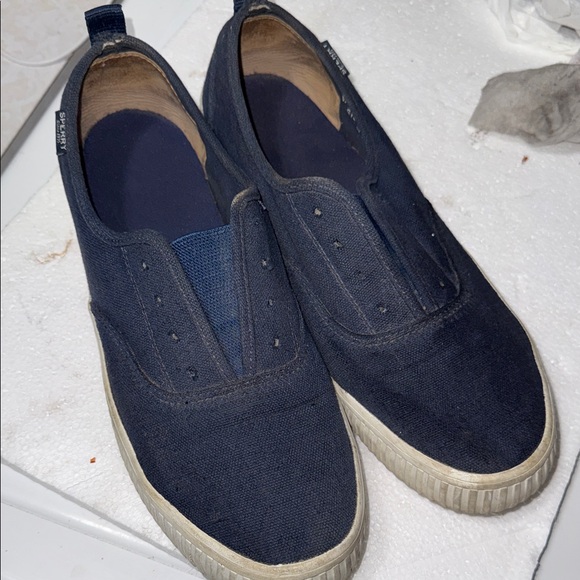 Sperry Shoes - Sperry Navy Canvas Slip-On Sneakers